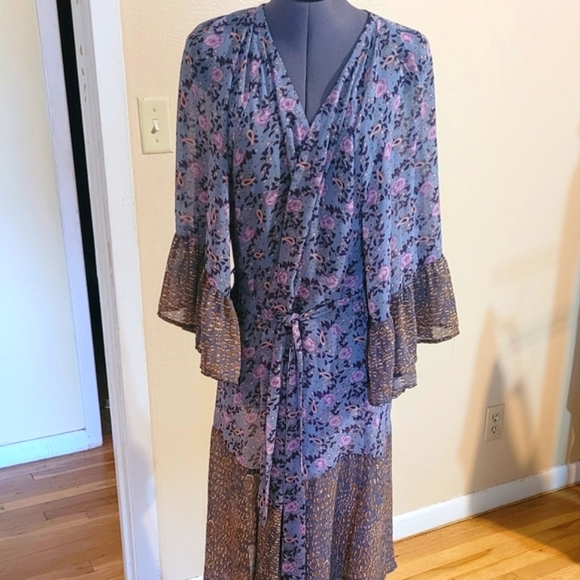 Umgee long boho duster kimono flowy style bell sleeve cardigan size Medium - Picture 4 of 16